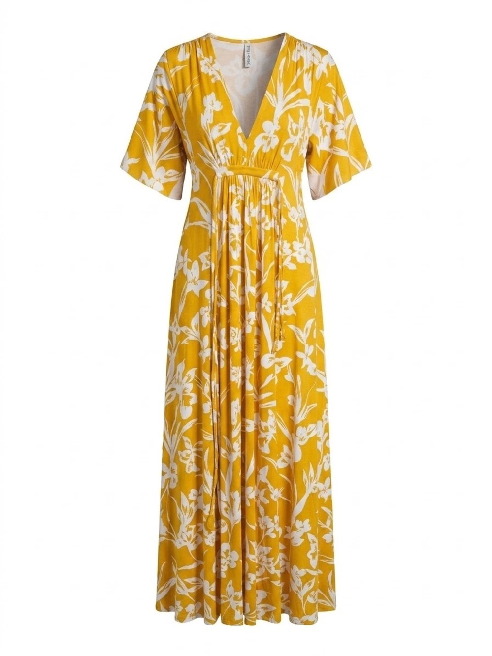 Rachel Pally Printed Caftan Maxi Dress Maternity Stretchy Yellow Floral Size S